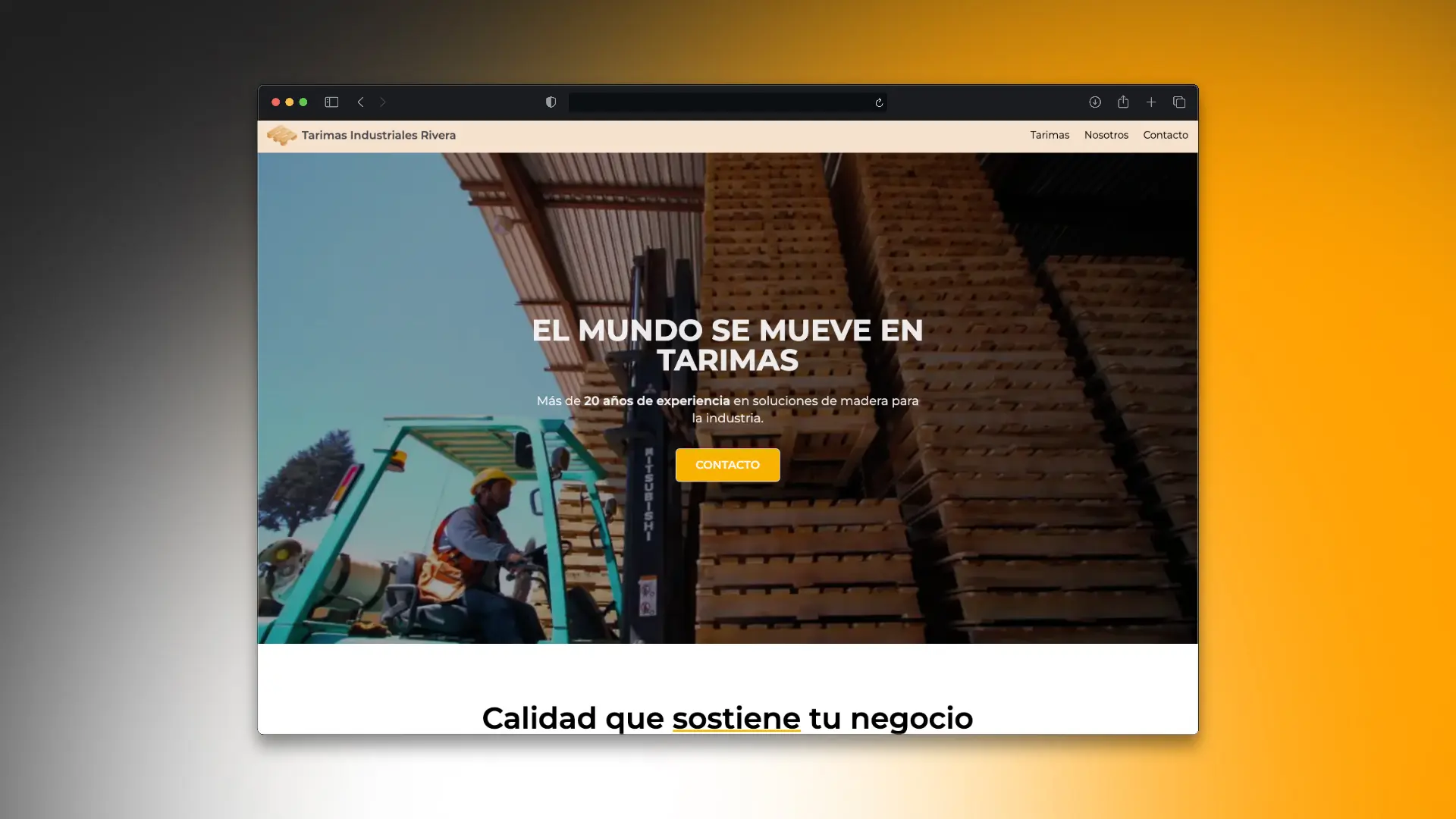 Captura de pantalla del proyecto Tarimas Industriales Rivera - Landing Site